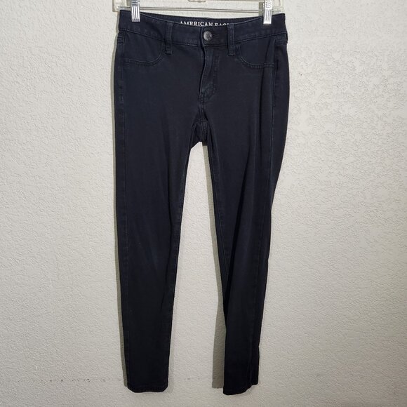 American Eagle Outfitters Skinny Jeans Size 2 Black Jeggings - Picture 1 of 13